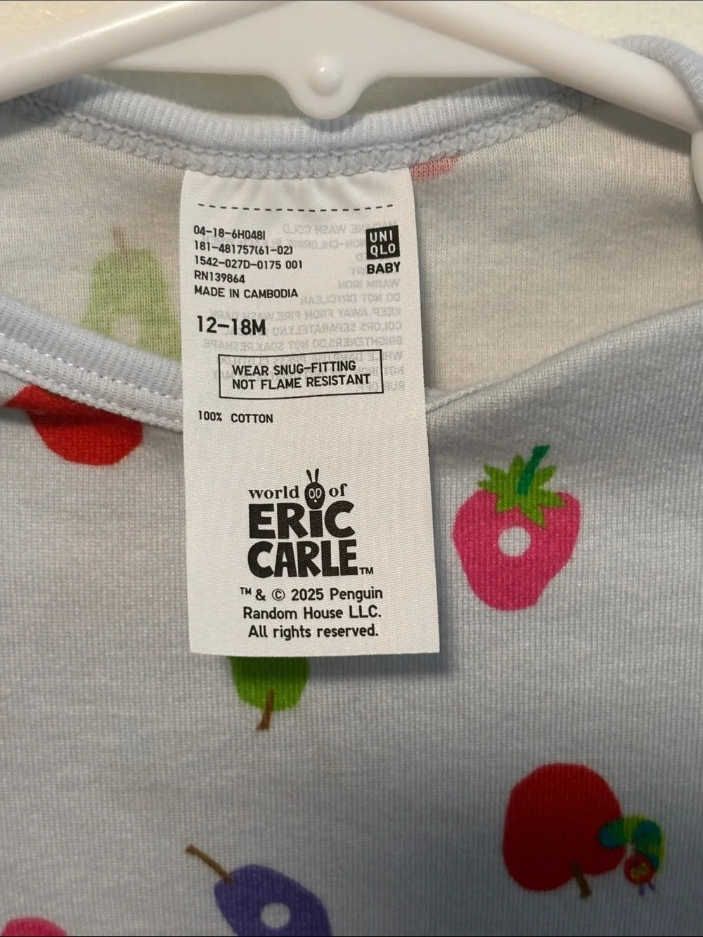 Uniqlo Light Blue Baby Bodysuit with Eric Carle Print